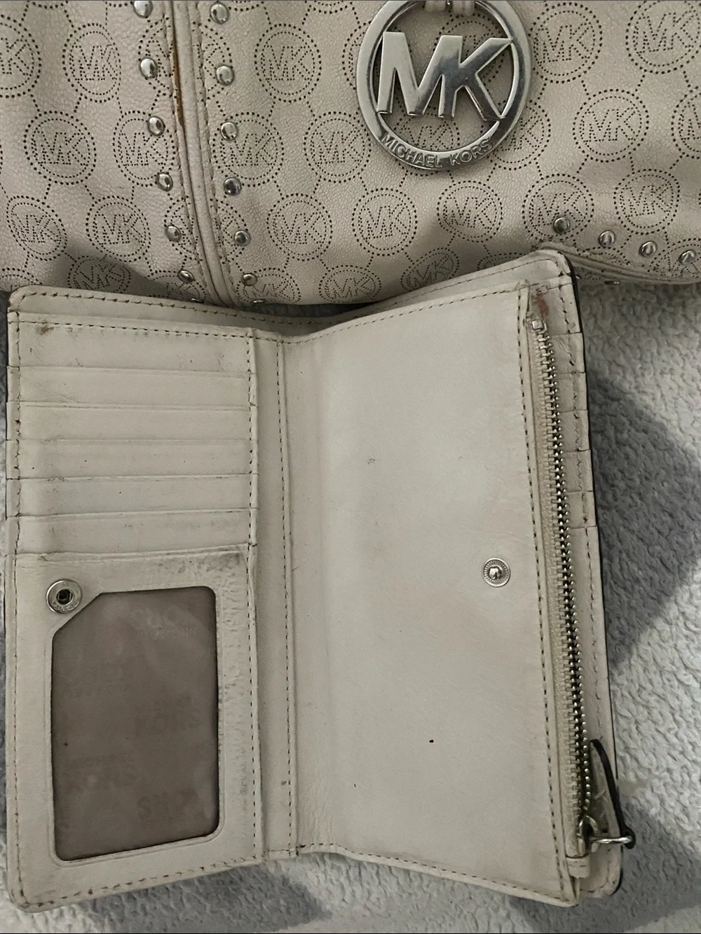 Michael Kors Cream Logo Satchel with Matching Wallet